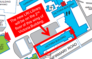 A map showing the location of the new LRI Library
